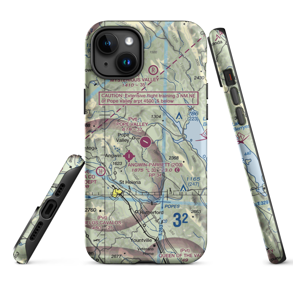 Pope Valley Airport (05CL) VFR Sectional  Tough iPhone Case iPhone 15 Plus model shown