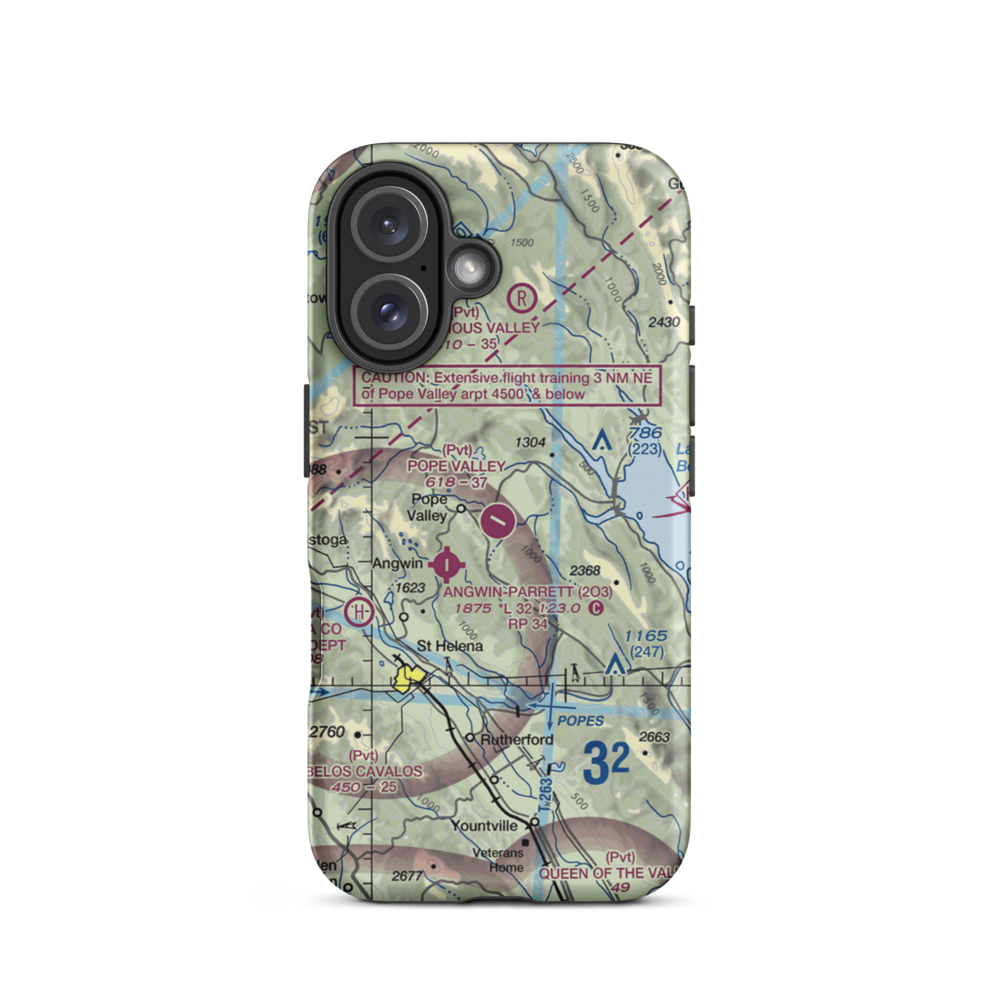 Pope Valley Airport (05CL) VFR Sectional  Tough iPhone Case iPhone 16 model shown