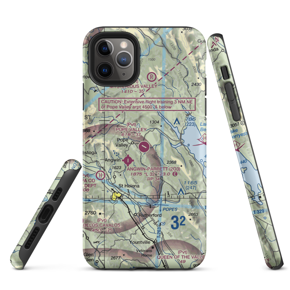 Pope Valley Airport (05CL) VFR Sectional  Tough iPhone Case iPhone 11 Pro Max model shown