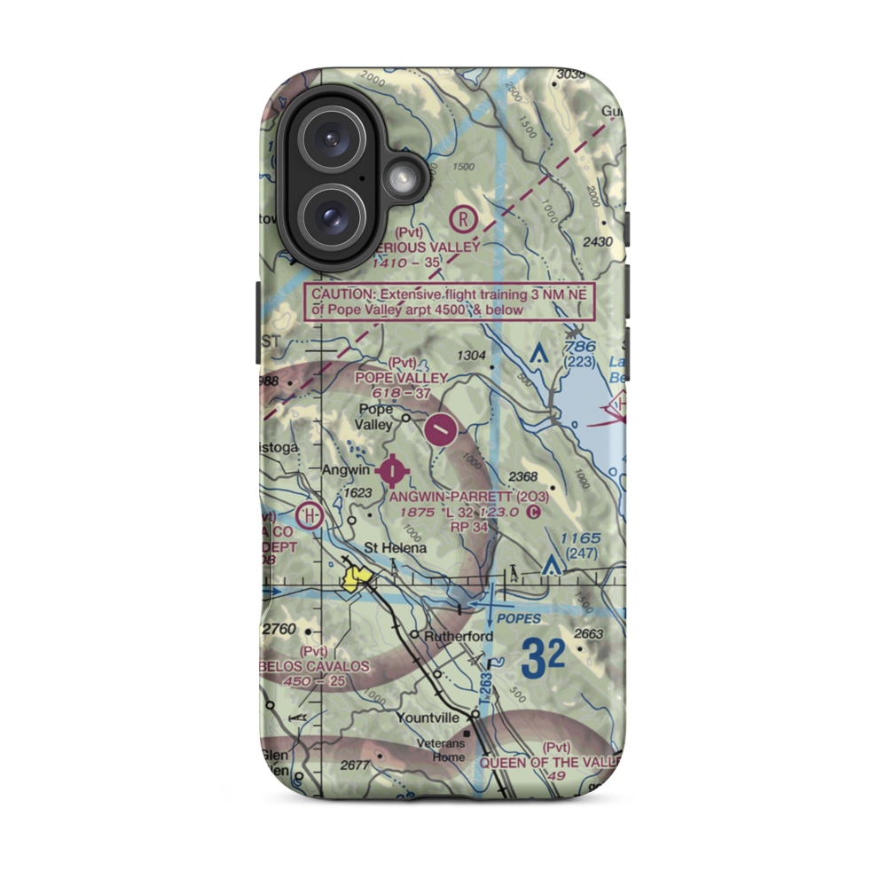 Pope Valley Airport (05CL) VFR Sectional  Tough iPhone Case iPhone 16 Plus model shown
