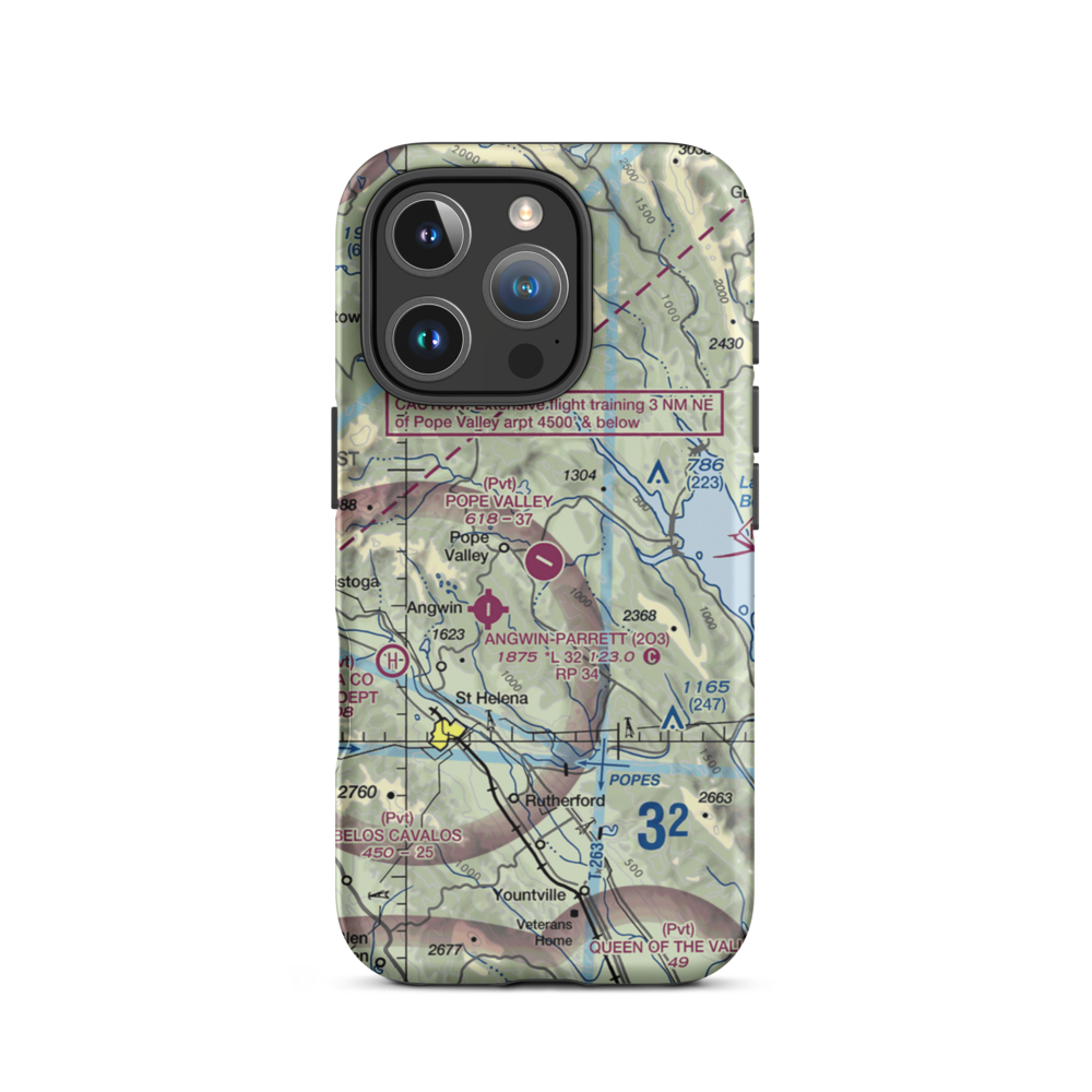 Pope Valley Airport (05CL) VFR Sectional  Tough iPhone Case iPhone 16 Pro model shown