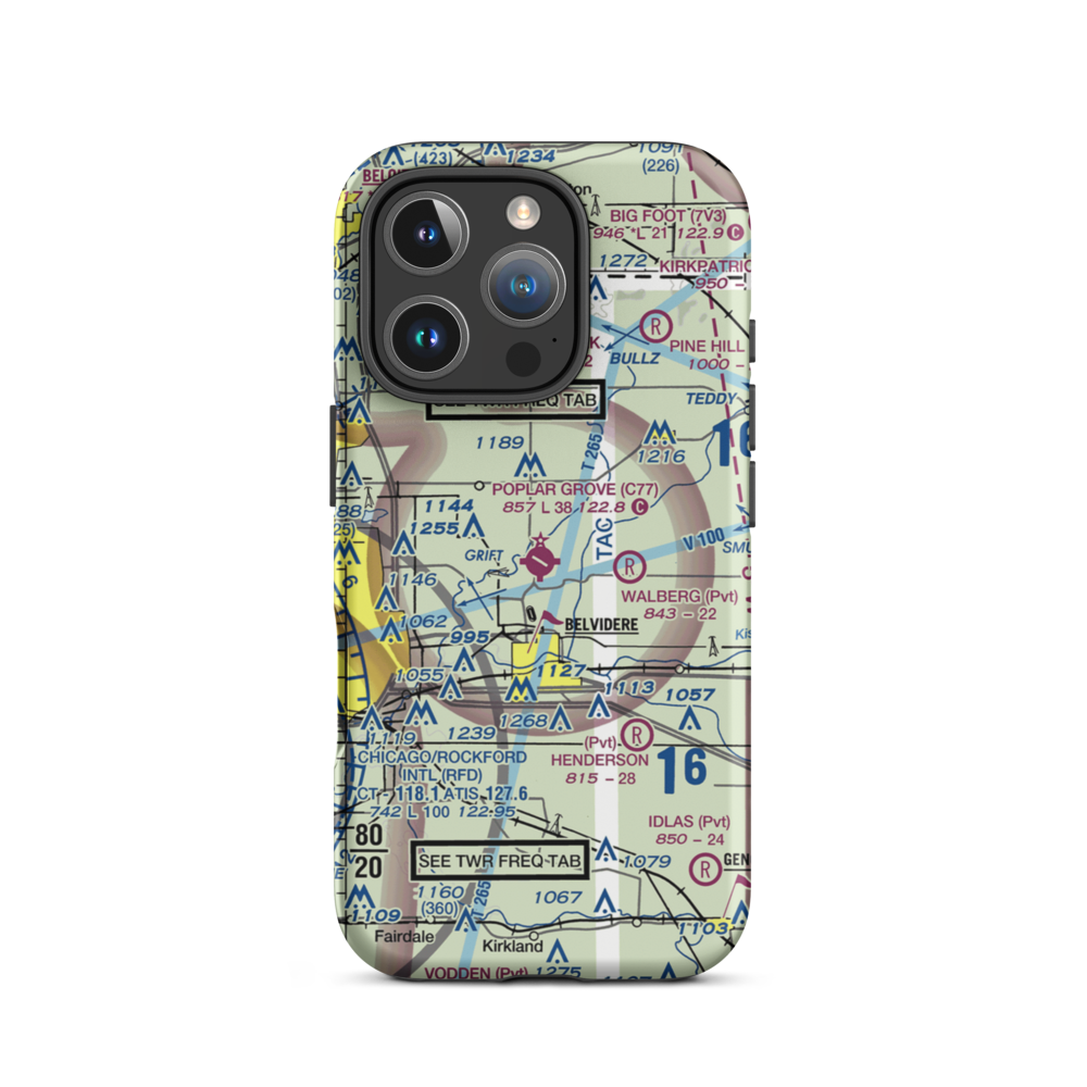 Poplar Grove Airport (C77) VFR Sectional  Tough iPhone Case iPhone 16 Pro model shown