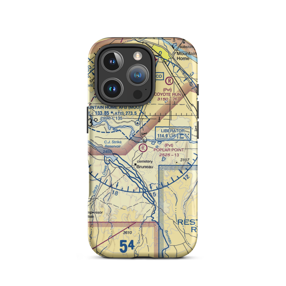 Poplar Point Airport (ID42) VFR Sectional  Tough iPhone Case iPhone 16 Pro model shown