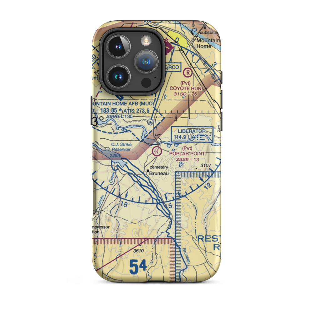 Poplar Point Airport (ID42) VFR Sectional  Tough iPhone Case iPhone 16 Pro Max model shown