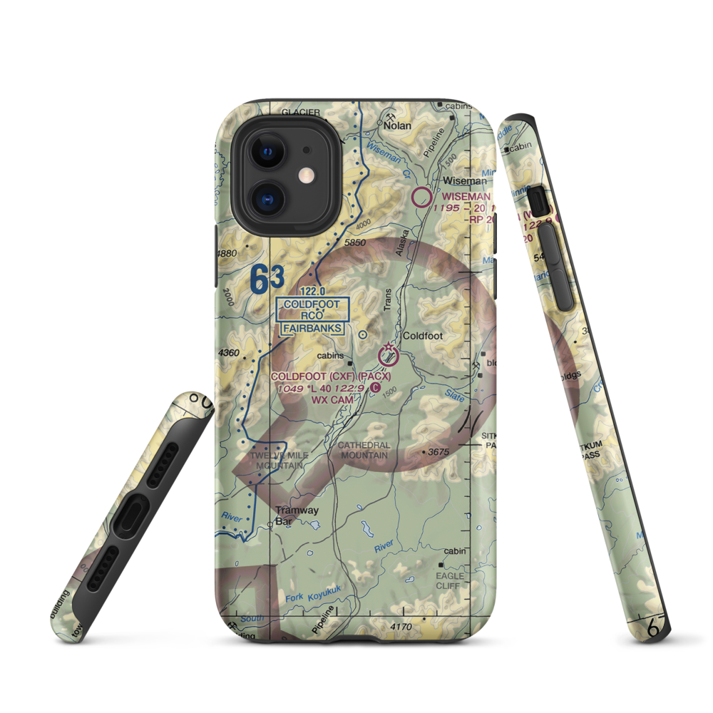 Porcupine Creek Airport (PCK) VFR Sectional  Tough iPhone Case iPhone 11 model shown