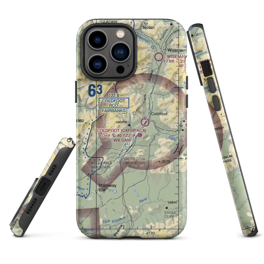 Porcupine Creek Airport (PCK) VFR Sectional  Tough iPhone Case iPhone 13 Pro Max model shown
