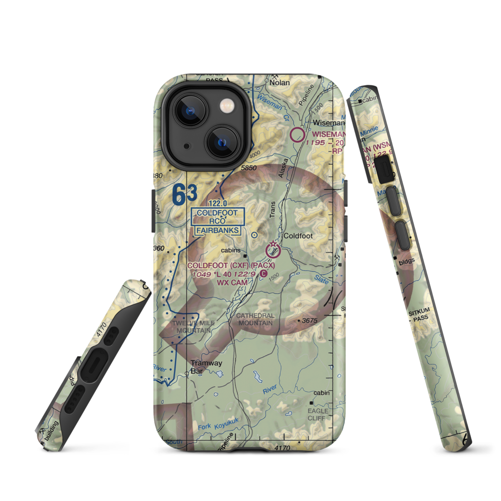 Porcupine Creek Airport (PCK) VFR Sectional  Tough iPhone Case iPhone 14 model shown
