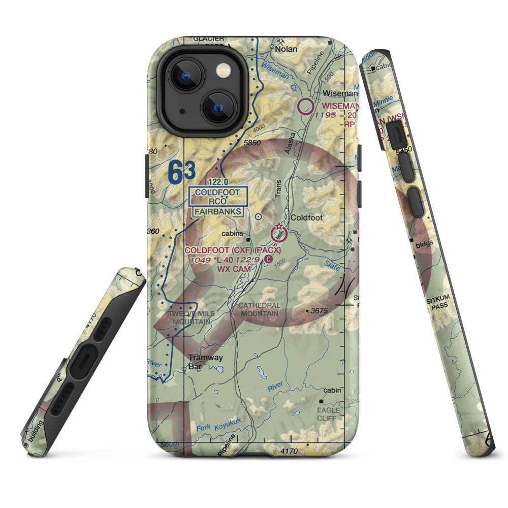 Porcupine Creek Airport (PCK) VFR Sectional  Tough iPhone Case iPhone 14 Plus model shown