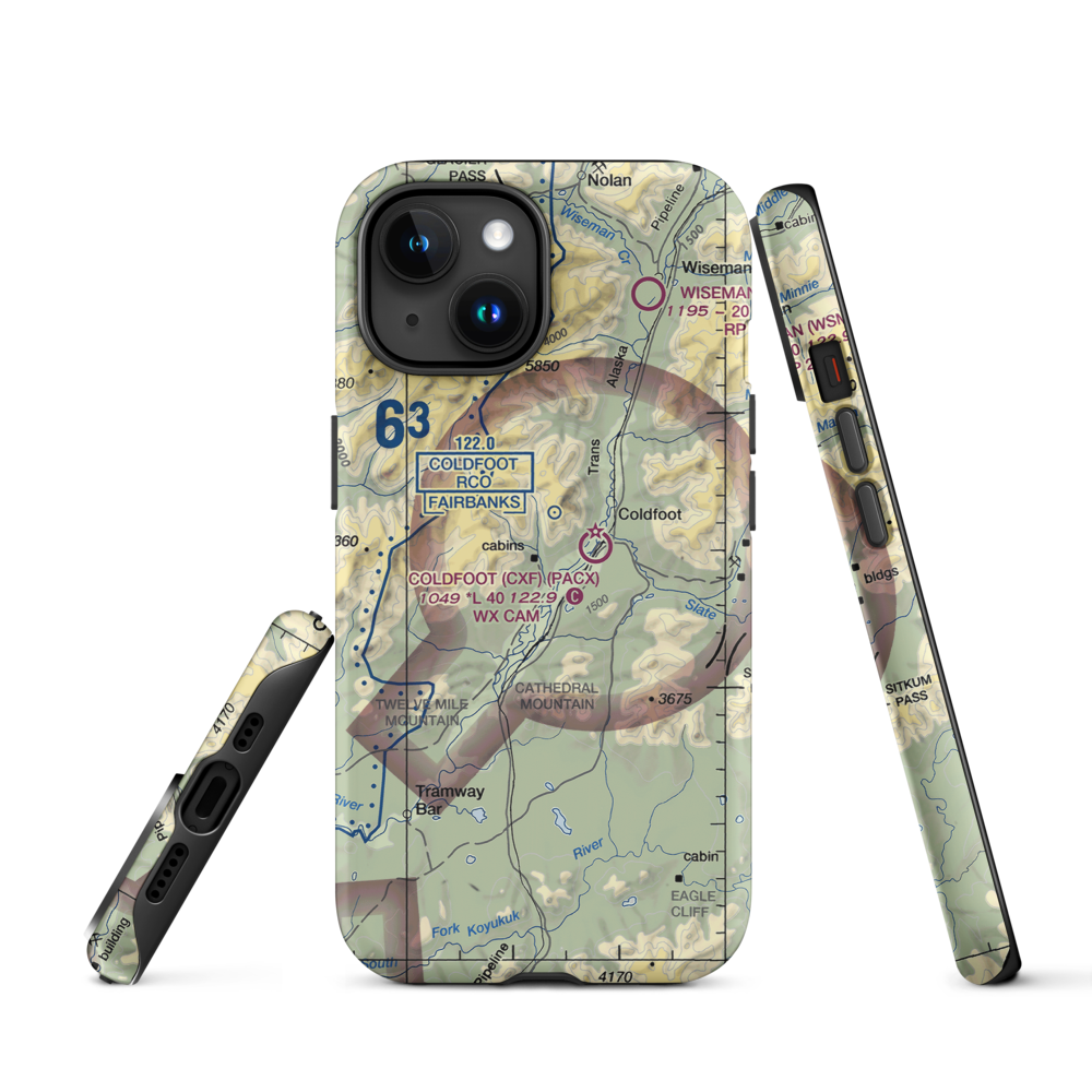 Porcupine Creek Airport (PCK) VFR Sectional  Tough iPhone Case iPhone 15 model shown