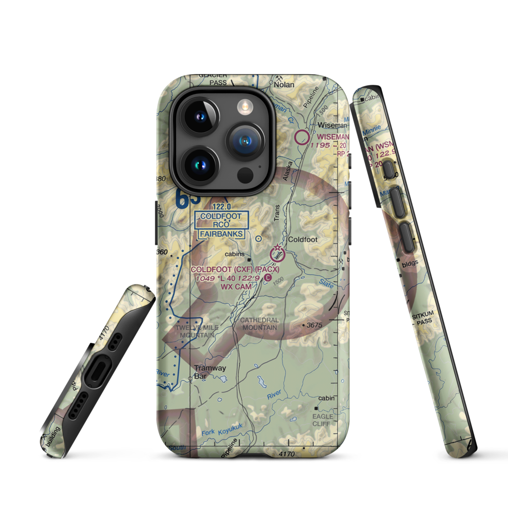 Porcupine Creek Airport (PCK) VFR Sectional  Tough iPhone Case iPhone 15 Pro model shown