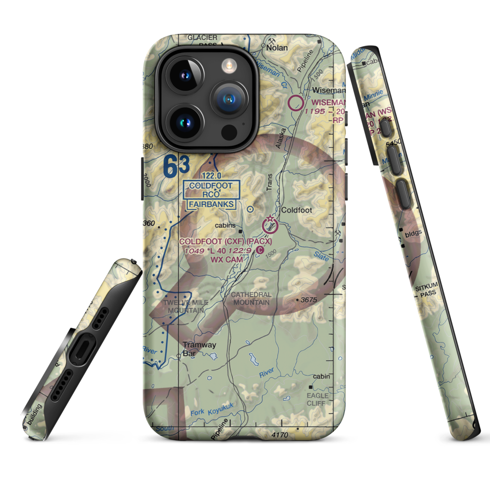 Porcupine Creek Airport (PCK) VFR Sectional  Tough iPhone Case iPhone 15 Pro Max model shown