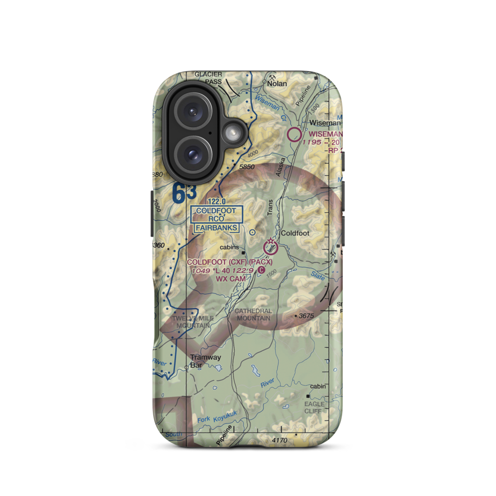 Porcupine Creek Airport (PCK) VFR Sectional  Tough iPhone Case iPhone 16 model shown