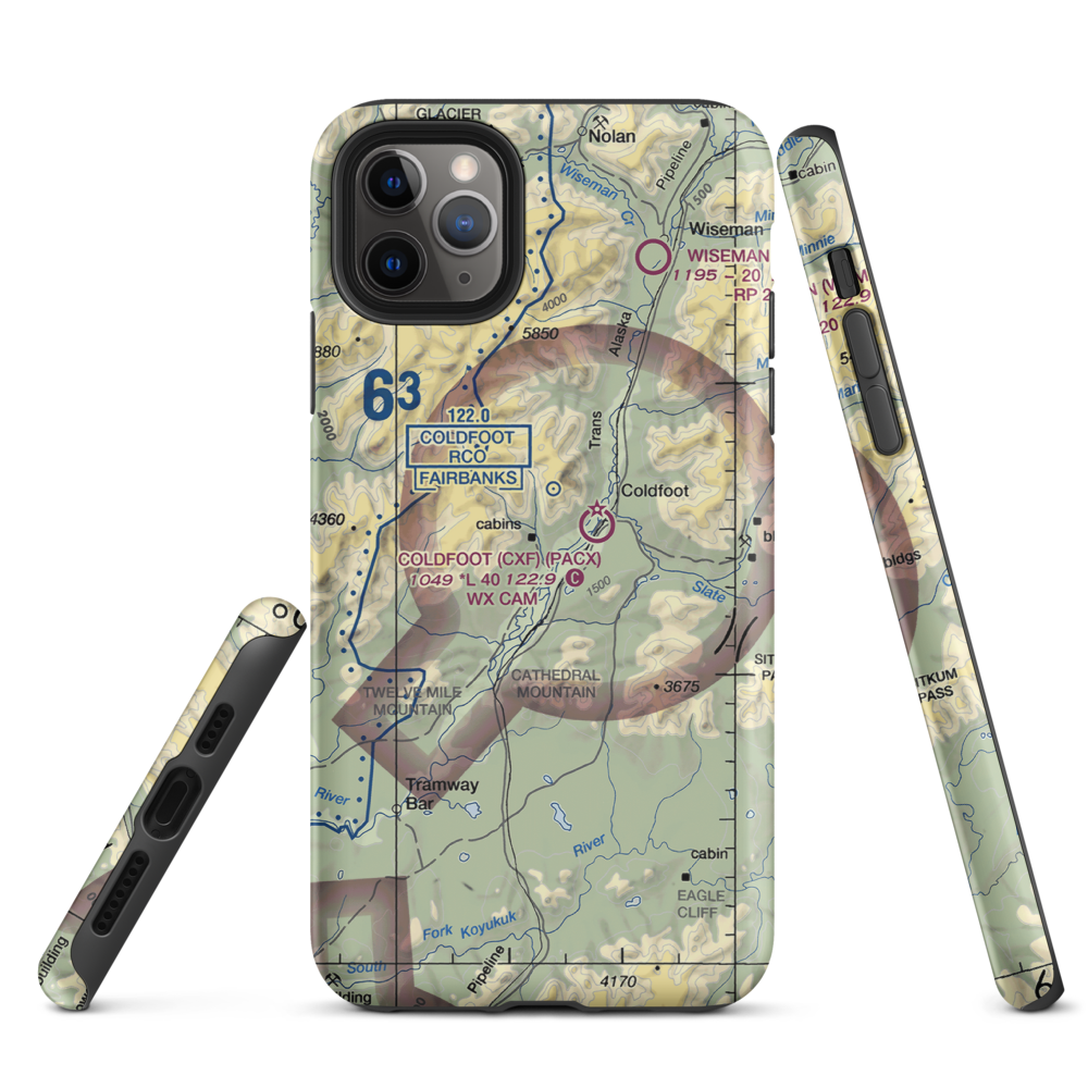 Porcupine Creek Airport (PCK) VFR Sectional  Tough iPhone Case iPhone 11 Pro Max model shown