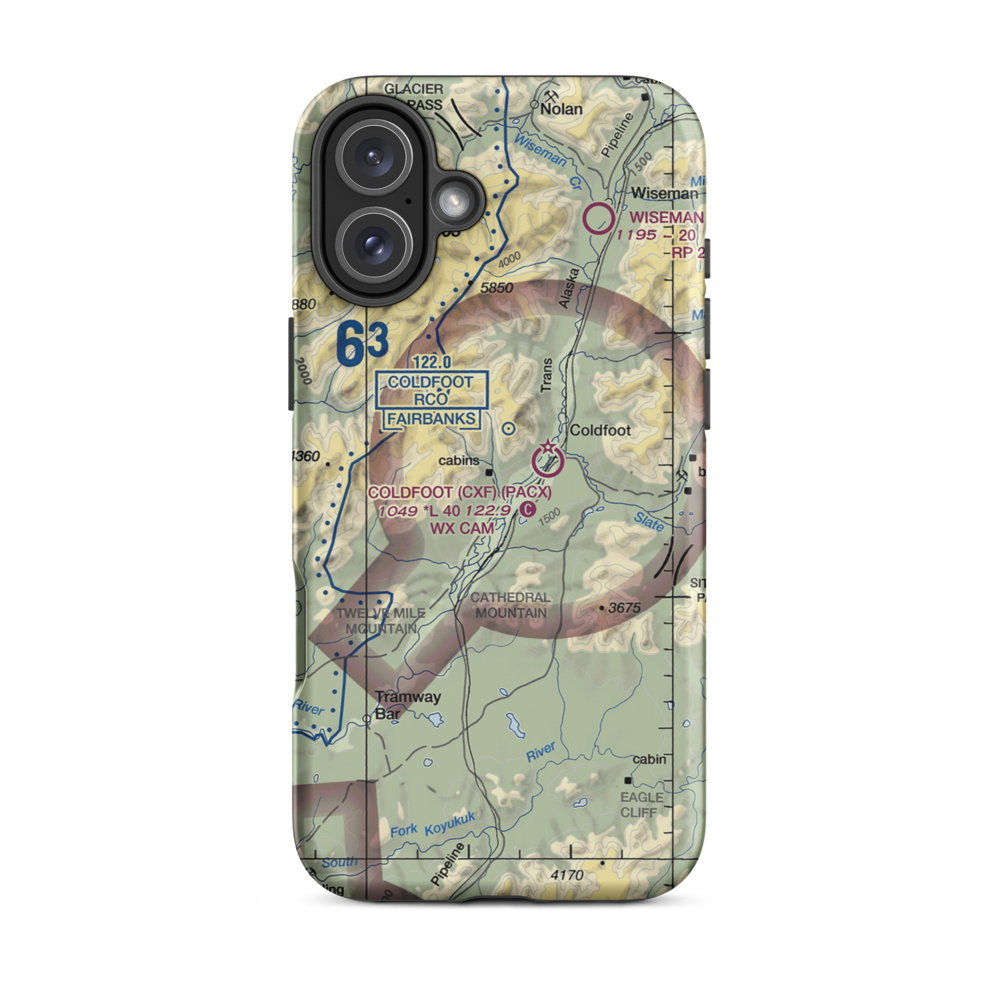 Porcupine Creek Airport (PCK) VFR Sectional  Tough iPhone Case iPhone 16 Plus model shown