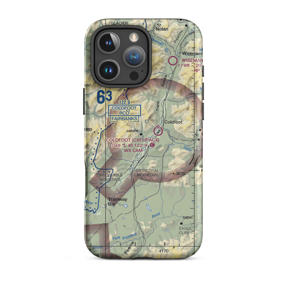 Porcupine Creek Airport (PCK) VFR Sectional  Tough iPhone Case iPhone 16 Pro Max model shown