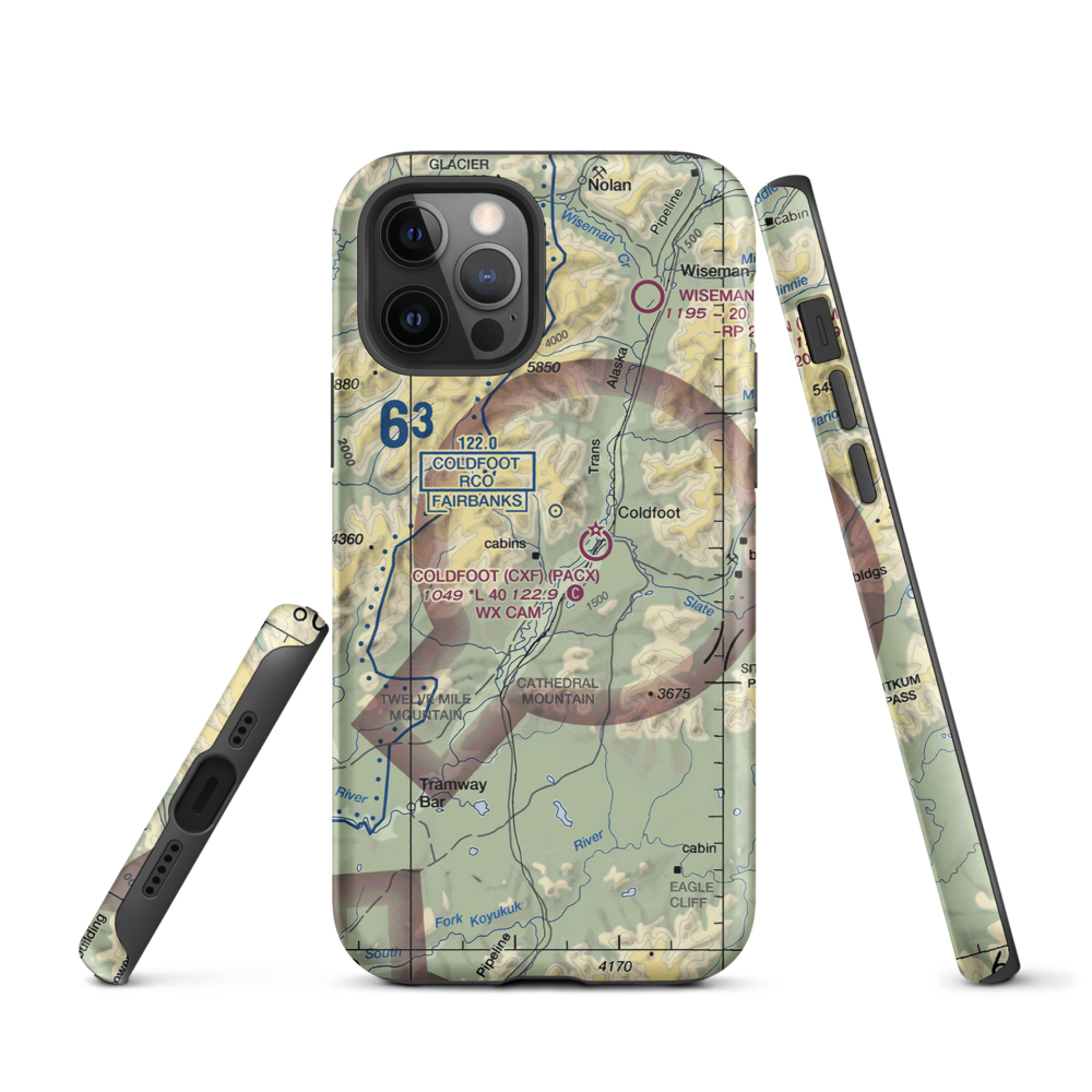 Porcupine Creek Airport (PCK) VFR Sectional  Tough iPhone Case iPhone 12 Pro model shown