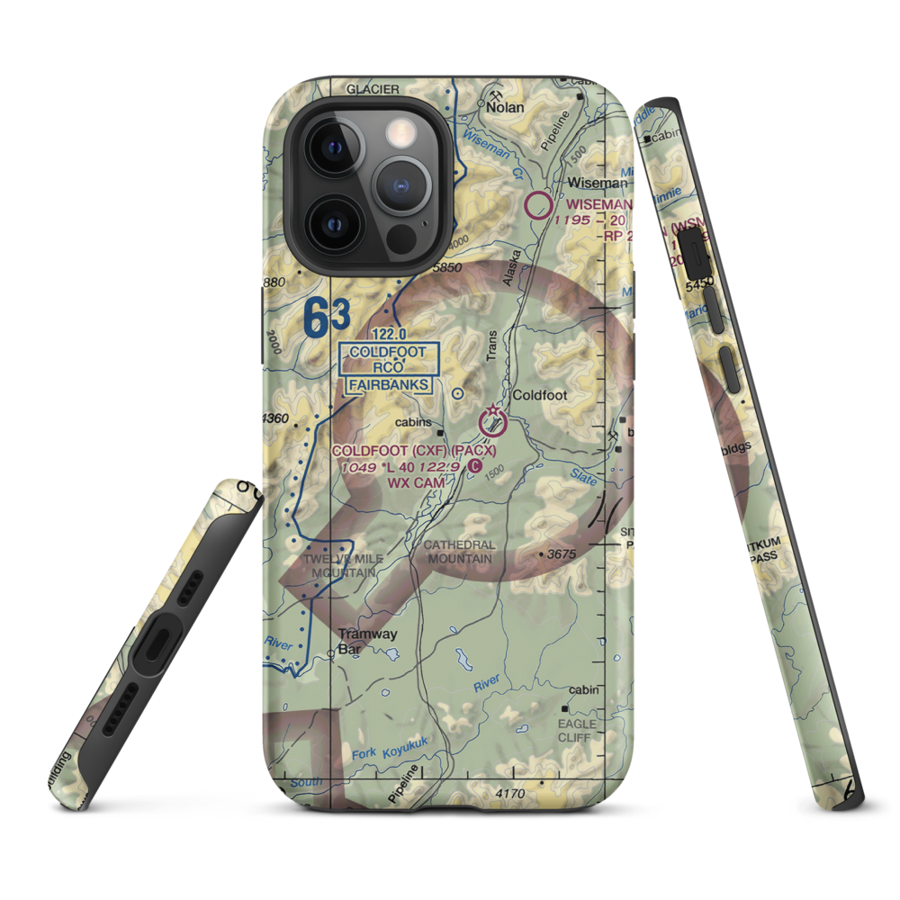 Porcupine Creek Airport (PCK) VFR Sectional  Tough iPhone Case iPhone 12 Pro Max model shown