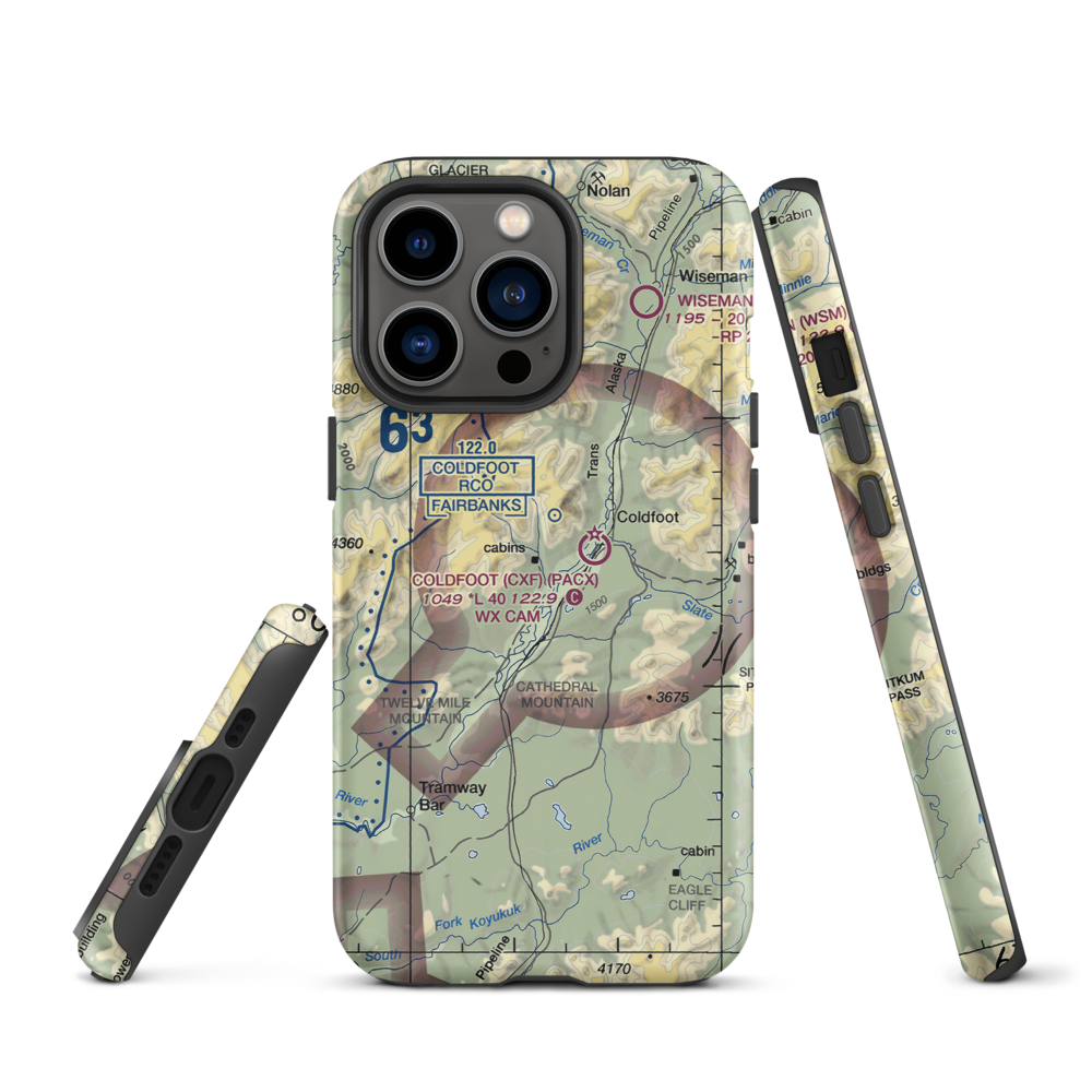 Porcupine Creek Airport (PCK) VFR Sectional  Tough iPhone Case iPhone 13 Pro model shown