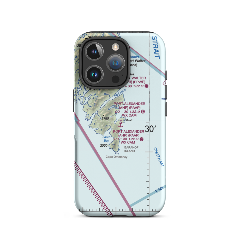 Port Alexander Seaplane Base (AHP) VFR Sectional  Tough iPhone Case iPhone 16 Pro model shown