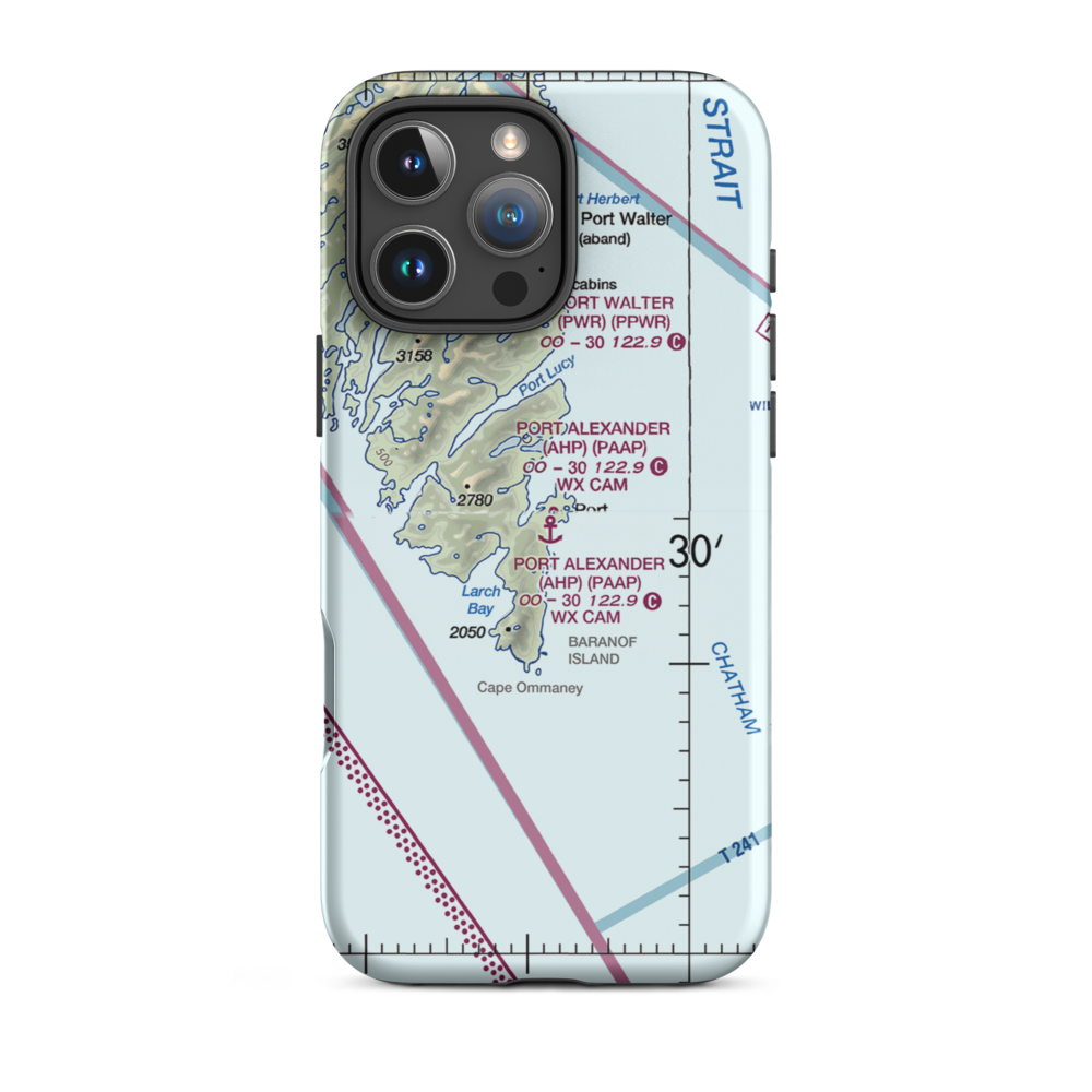 Port Alexander Seaplane Base (AHP) VFR Sectional  Tough iPhone Case iPhone 16 Pro Max model shown