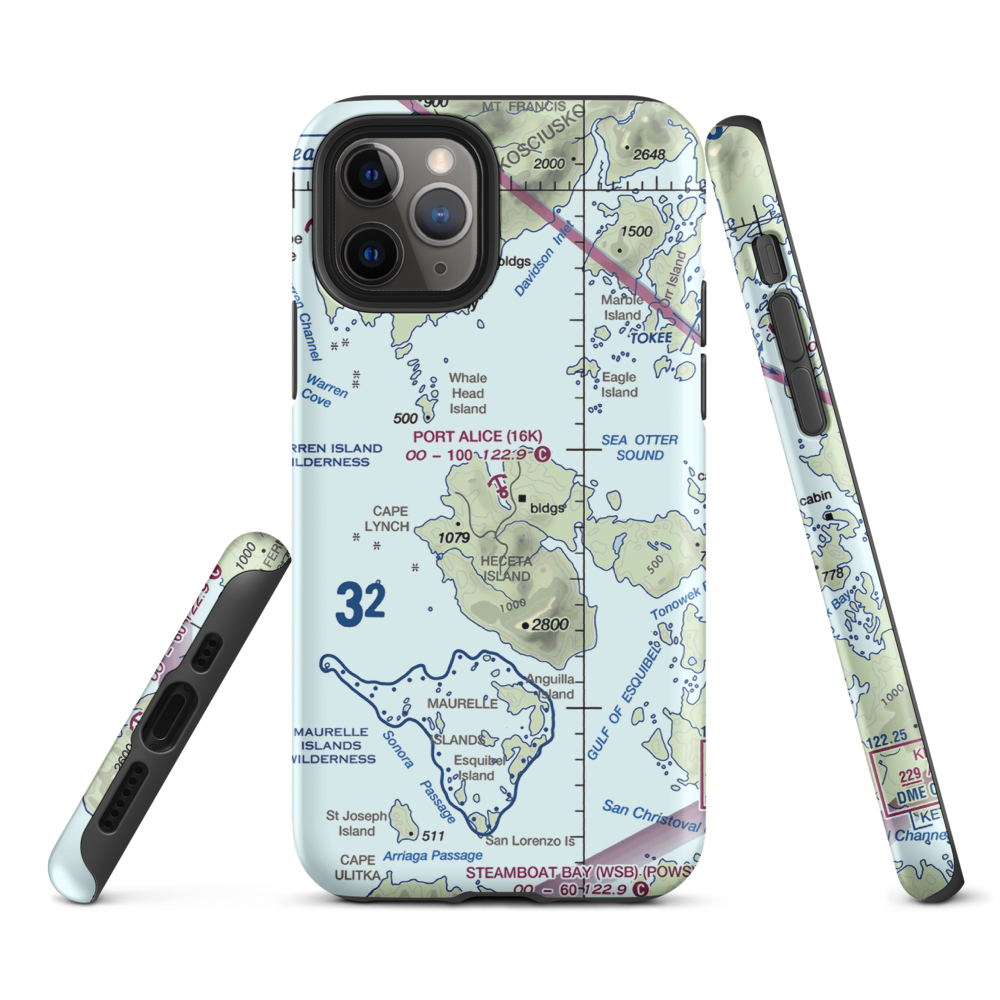 Port Alice Seaplane Base (16K) VFR Sectional  Tough iPhone Case iPhone 11 Pro model shown