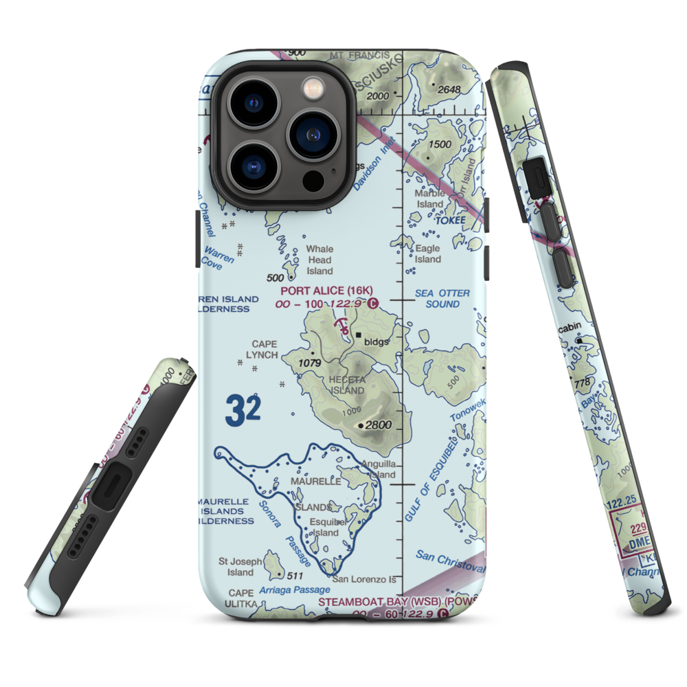 Port Alice Seaplane Base (16K) VFR Sectional  Tough iPhone Case iPhone 13 Pro Max model shown