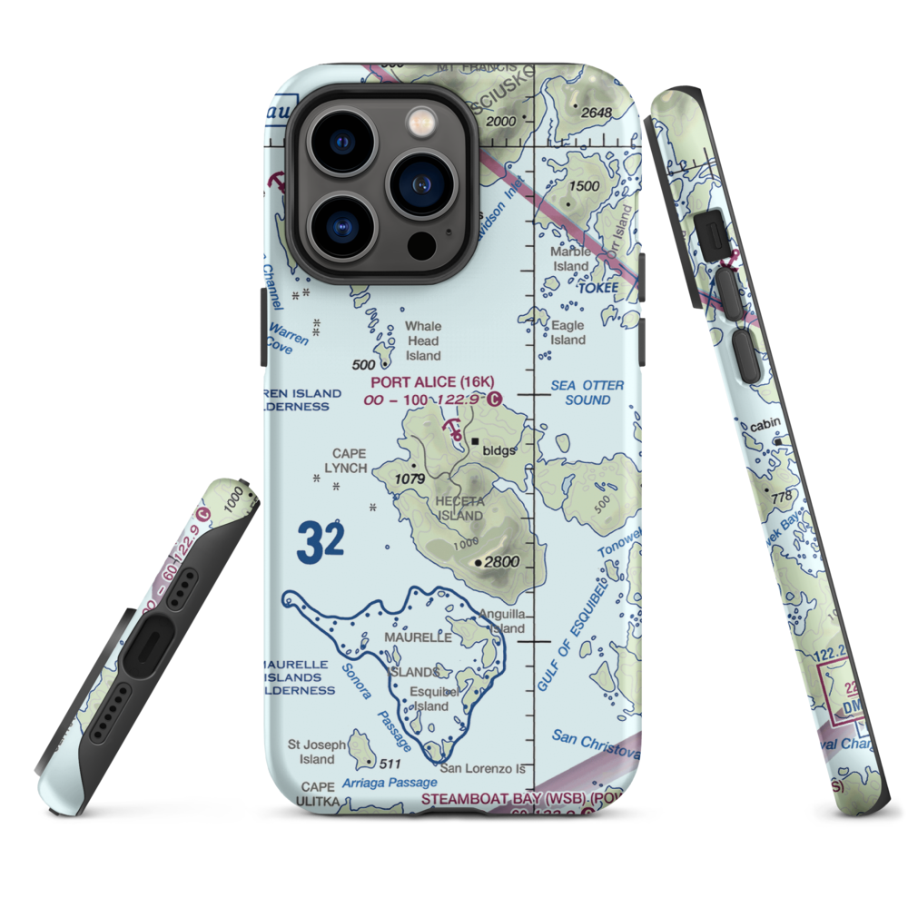 Port Alice Seaplane Base (16K) VFR Sectional  Tough iPhone Case iPhone 14 Pro Max model shown