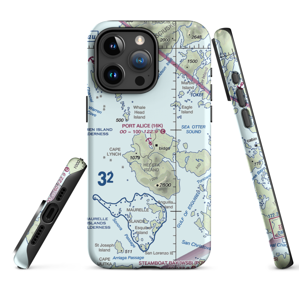Port Alice Seaplane Base (16K) VFR Sectional  Tough iPhone Case iPhone 15 Pro Max model shown