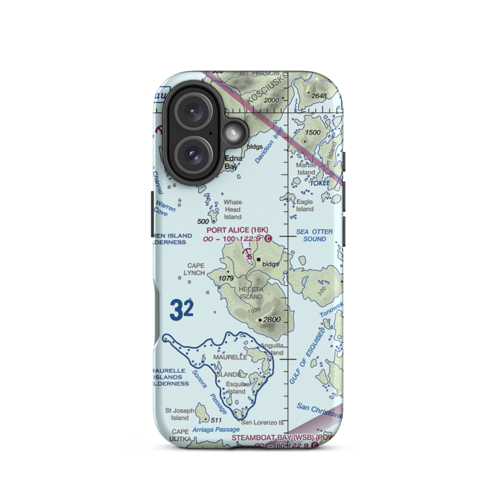 Port Alice Seaplane Base (16K) VFR Sectional  Tough iPhone Case iPhone 16 model shown