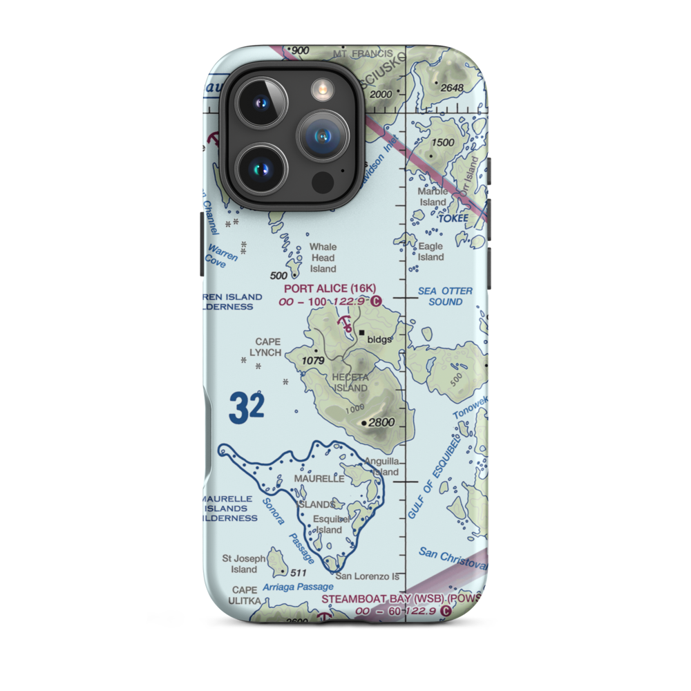 Port Alice Seaplane Base (16K) VFR Sectional  Tough iPhone Case iPhone 16 Pro Max model shown