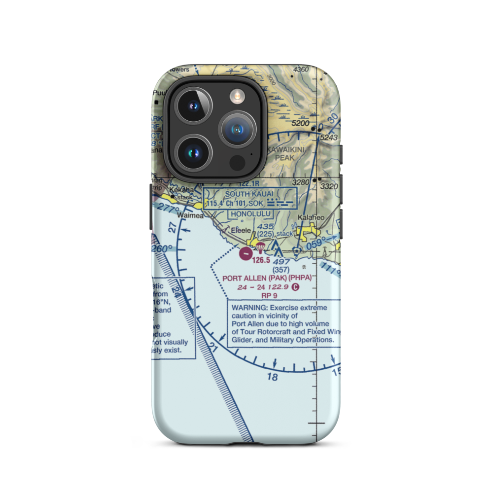 Port Allen Airport (PAK) VFR Sectional  Tough iPhone Case iPhone 16 Pro model shown