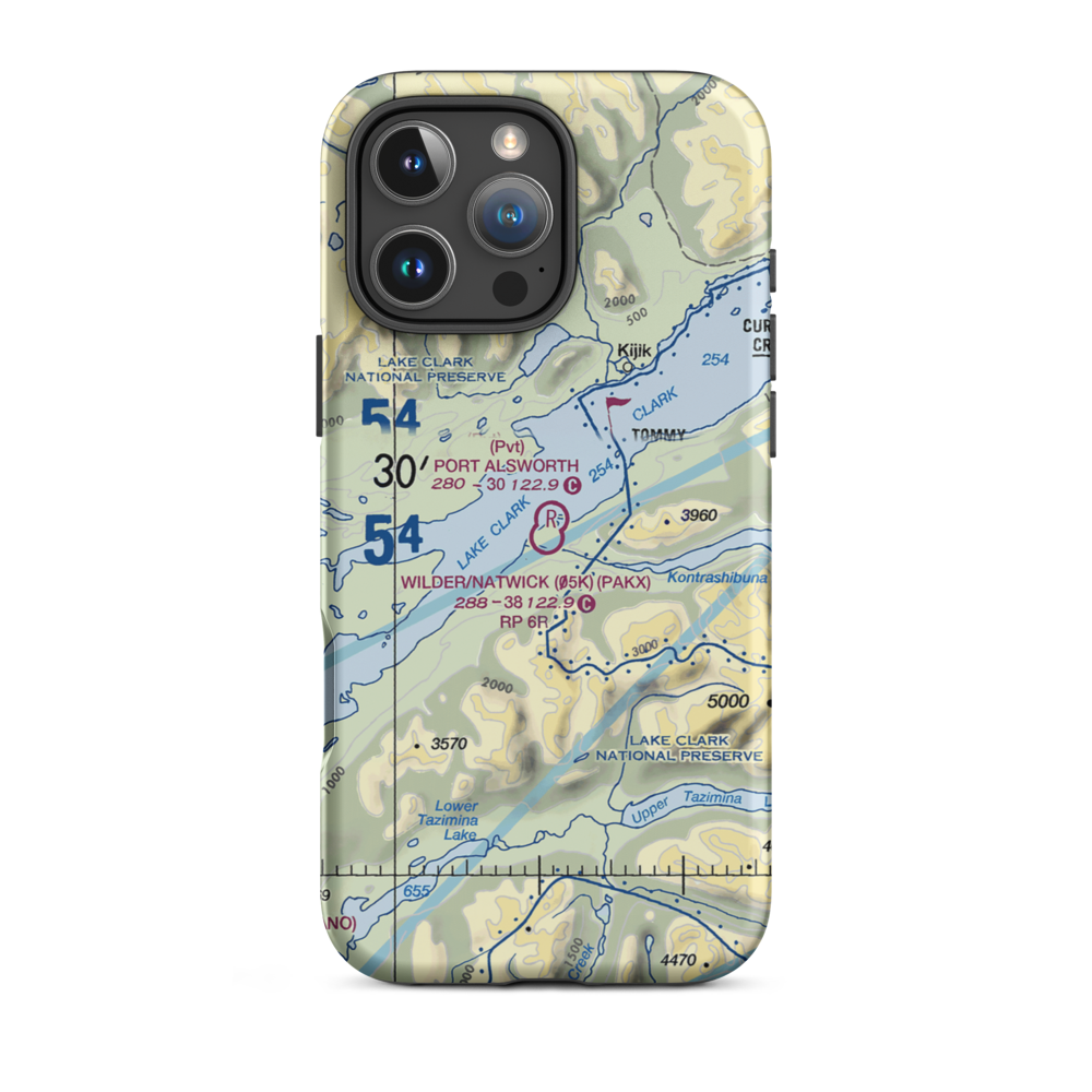 Port Alsworth Airport (TPO) VFR Sectional  Tough iPhone Case iPhone 16 Pro Max model shown
