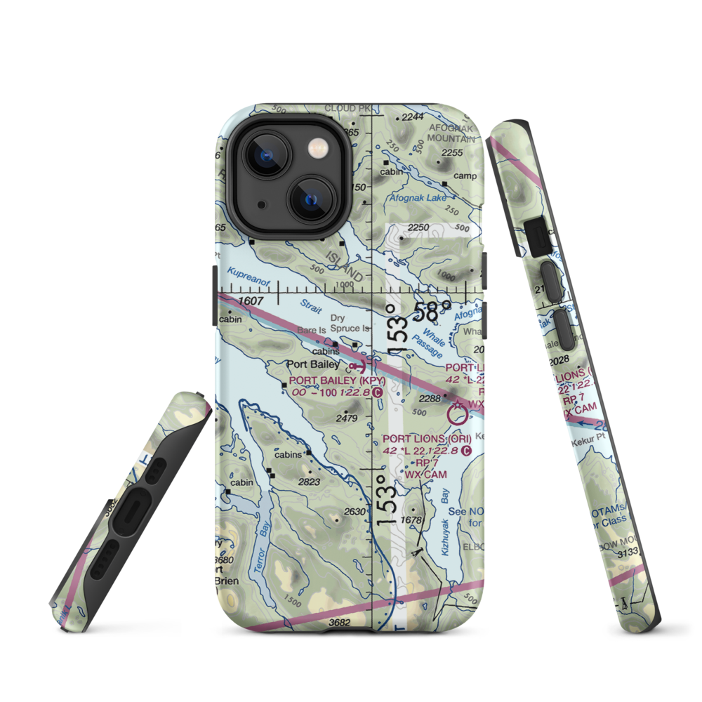 Port Bailey Seaplane Base (KPY) VFR Sectional  Tough iPhone Case iPhone 14 model shown