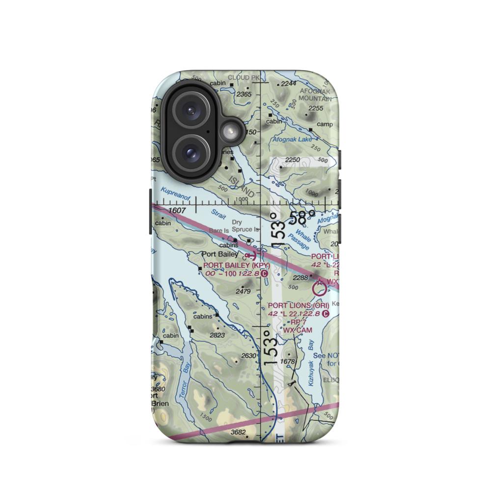 Port Bailey Seaplane Base (KPY) VFR Sectional  Tough iPhone Case iPhone 16 model shown