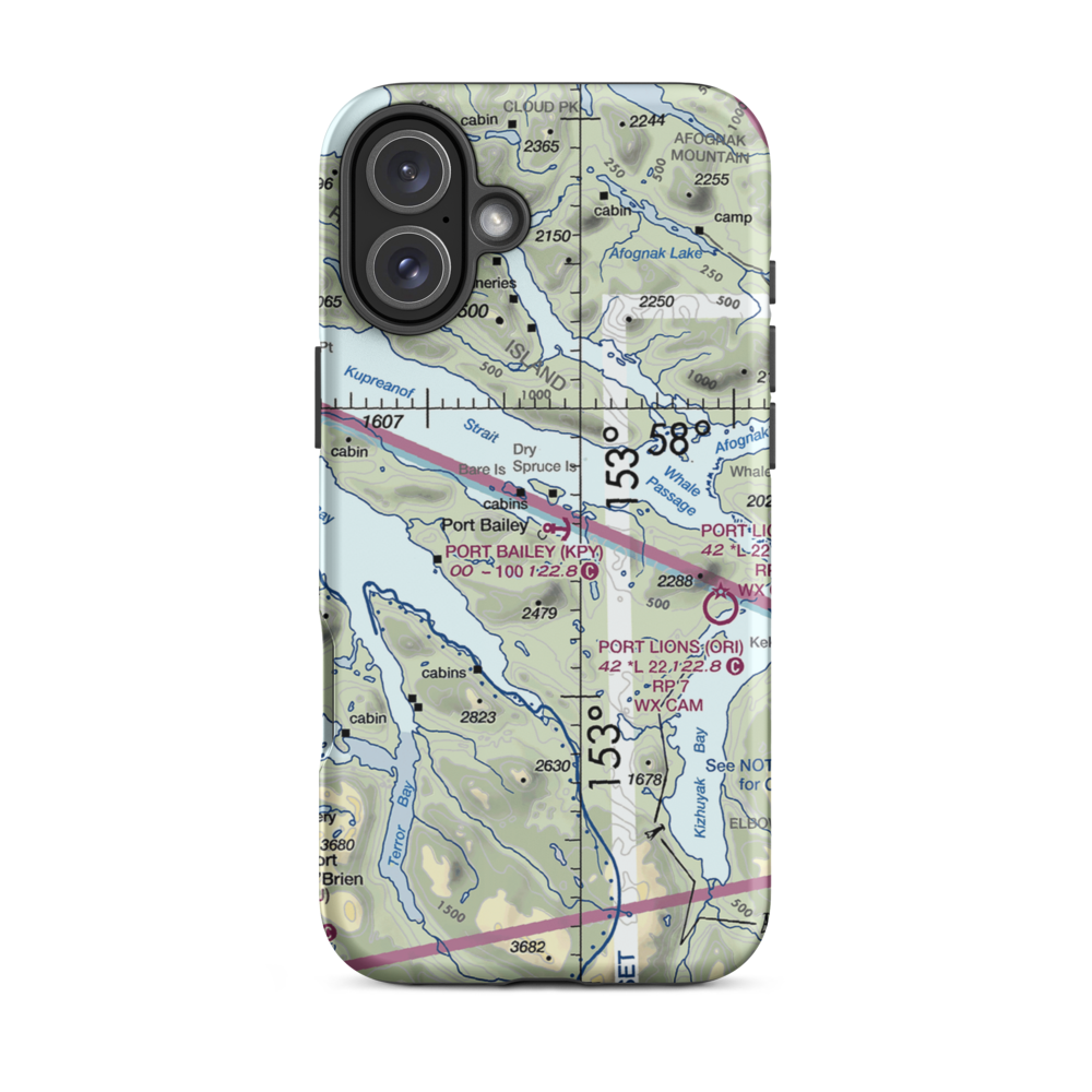 Port Bailey Seaplane Base (KPY) VFR Sectional  Tough iPhone Case iPhone 16 Plus model shown