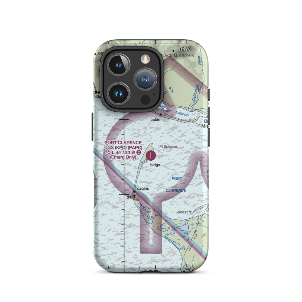 Port Clarence Coast Guard Station (KPC) VFR Sectional  Tough iPhone Case iPhone 16 Pro model shown