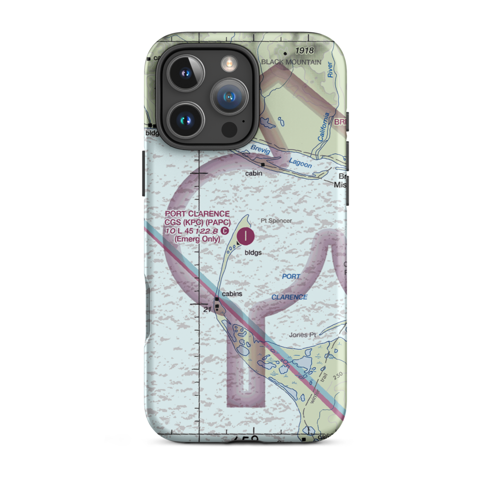 Port Clarence Coast Guard Station (KPC) VFR Sectional  Tough iPhone Case iPhone 16 Pro Max model shown