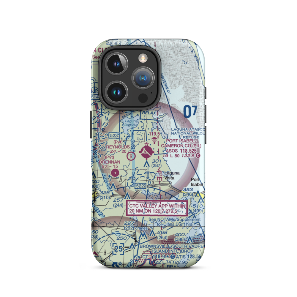 Port Isabel Cameron County Airport (PIL) VFR Sectional  Tough iPhone Case iPhone 16 Pro model shown