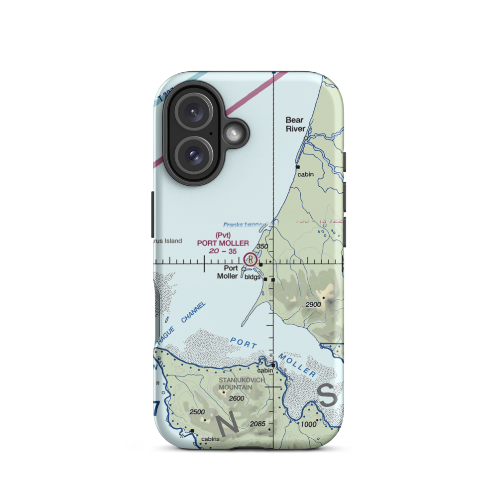 Port Moller Airport (1AK3) VFR Sectional  Tough iPhone Case iPhone 16 model shown