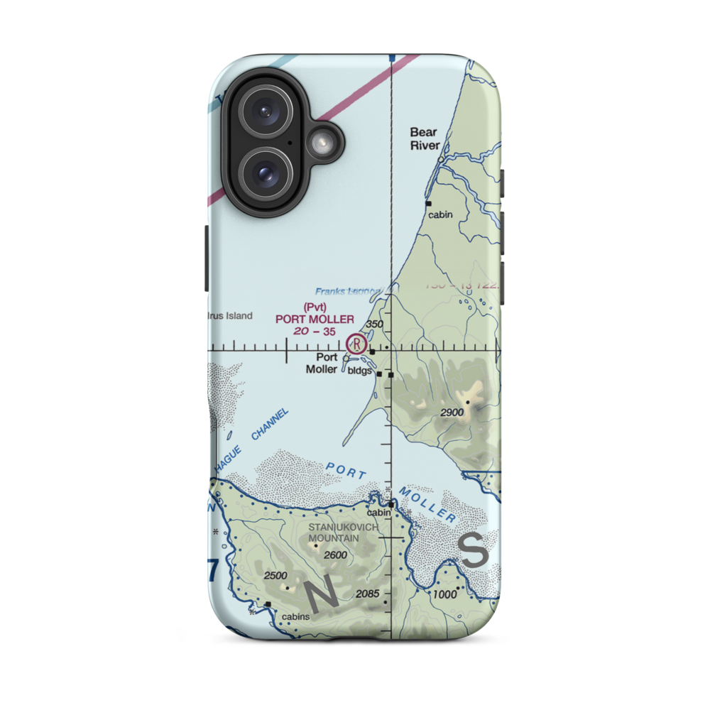 Port Moller Airport (PML) VFR Sectional  Tough iPhone Case iPhone 16 Plus model shown