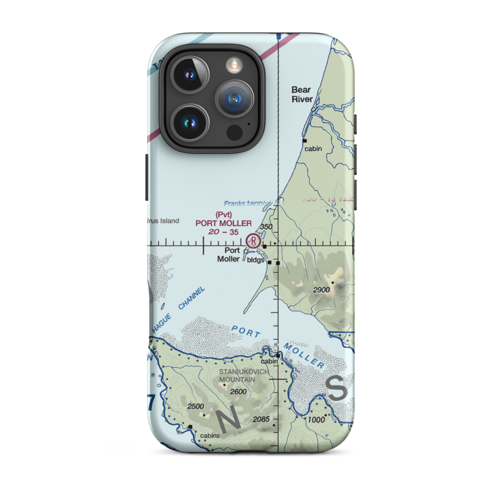Port Moller Airport (PML) VFR Sectional  Tough iPhone Case iPhone 16 Pro Max model shown