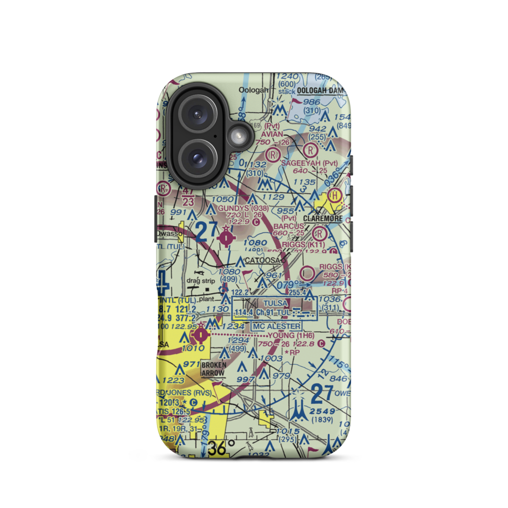 Port of Catoosa Heliport (O64) VFR Sectional  Tough iPhone Case iPhone 16 model shown