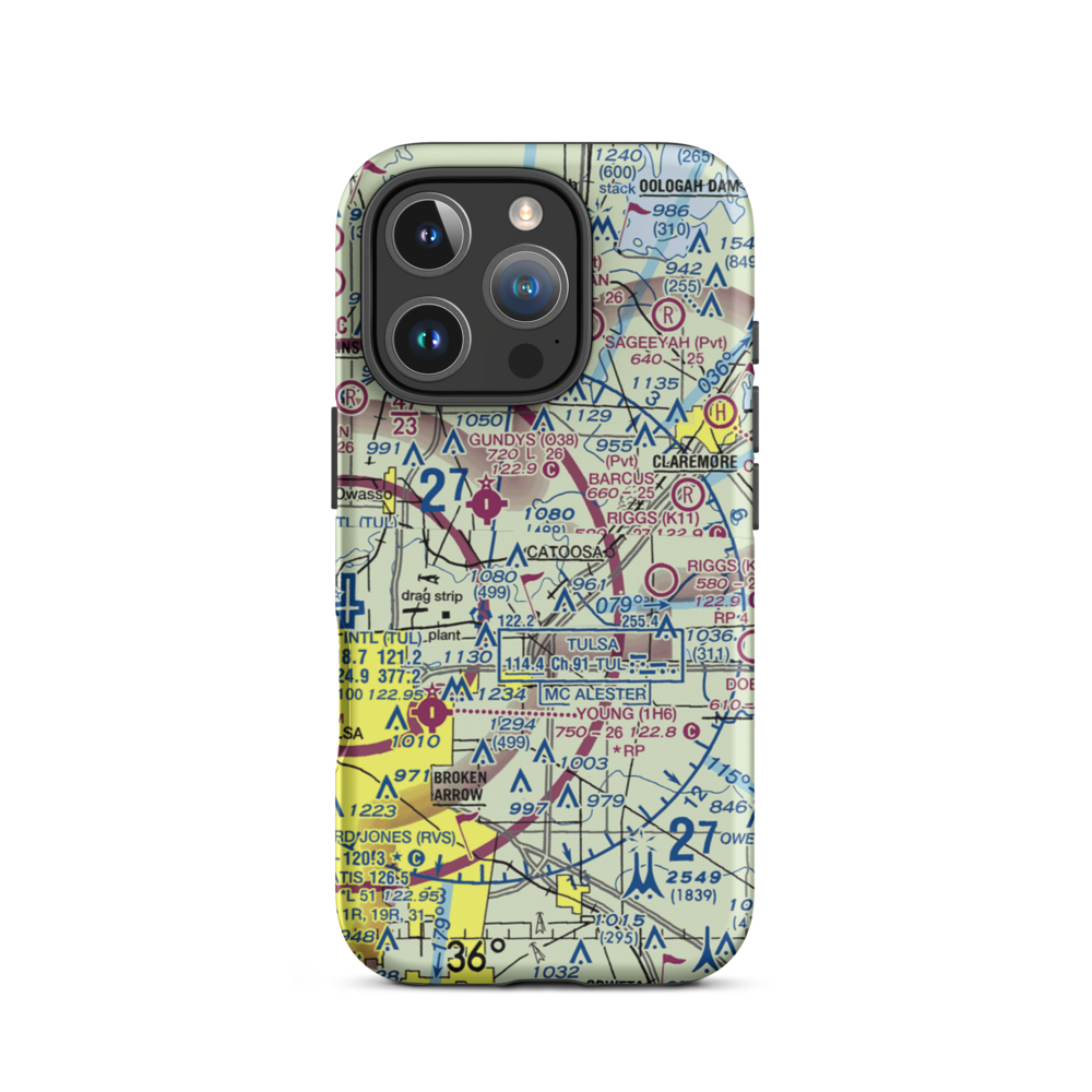 Port of Catoosa Heliport (O64) VFR Sectional  Tough iPhone Case iPhone 16 Pro model shown