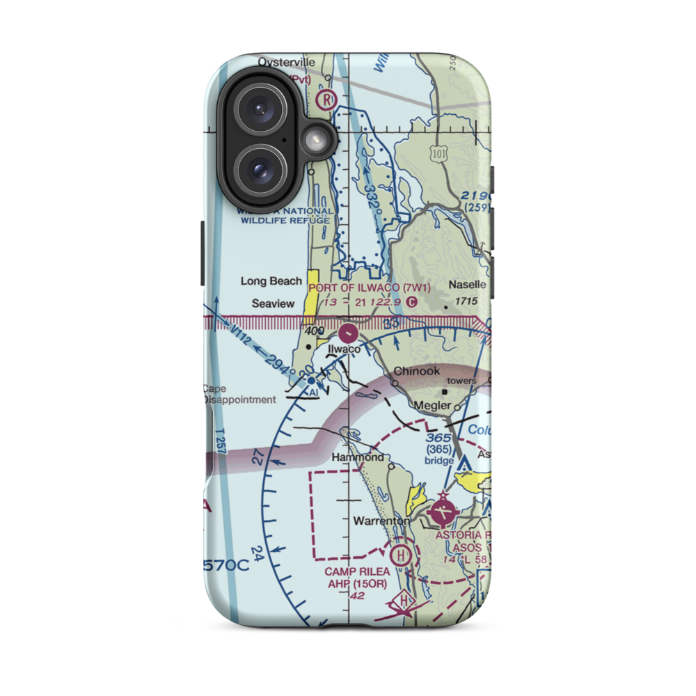 Port of Ilwaco Airport (7W1) VFR Sectional  Tough iPhone Case iPhone 16 Plus model shown
