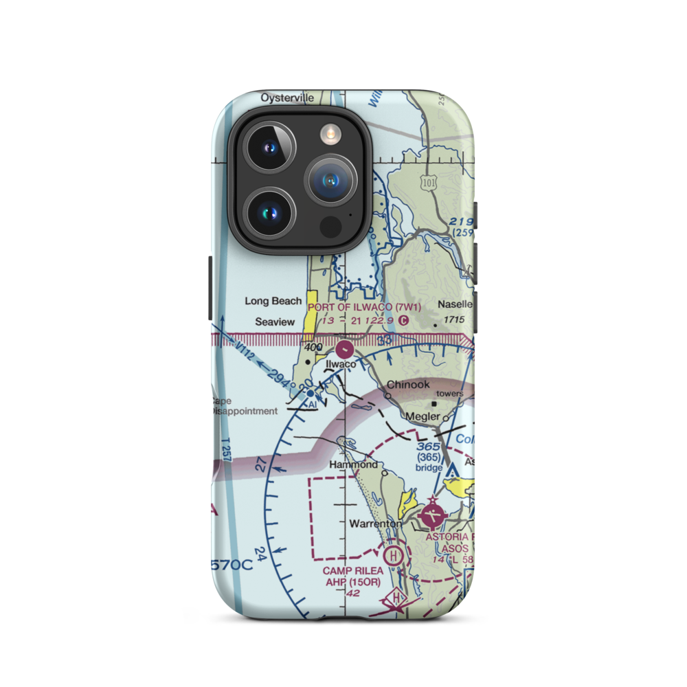 Port of Ilwaco Airport (7W1) VFR Sectional  Tough iPhone Case iPhone 16 Pro model shown