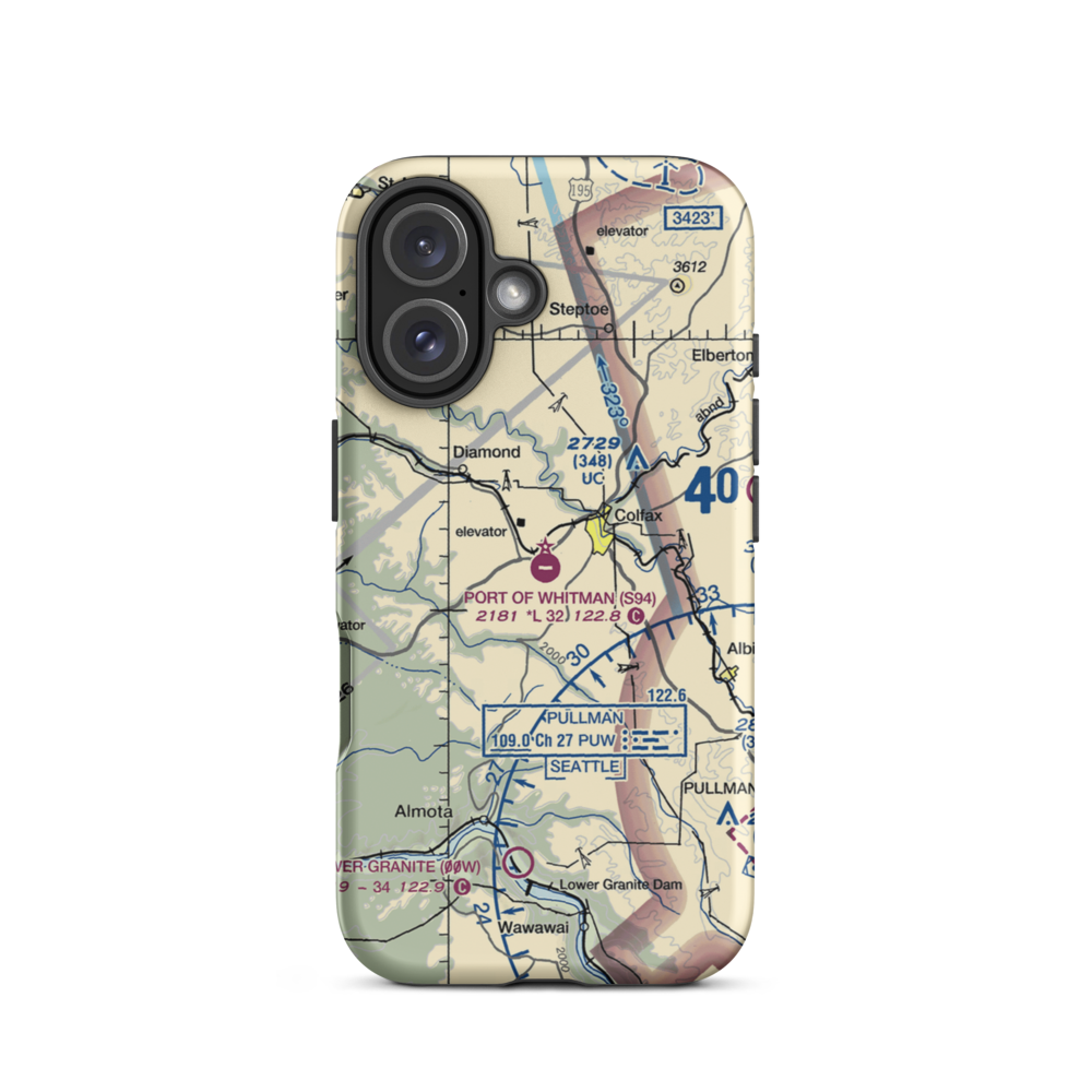 Port of Whitman Business Air Center Airport (S94) VFR Sectional  Tough iPhone Case iPhone 16 model shown