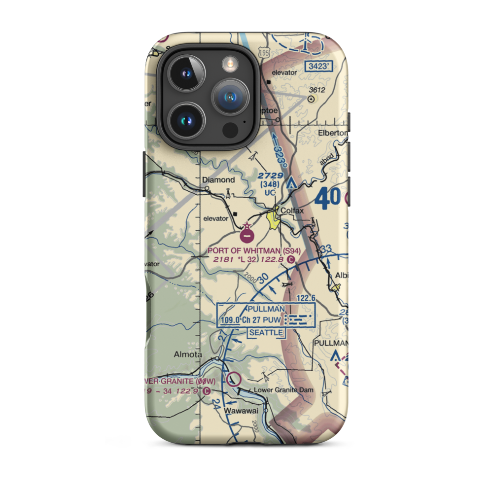 Port of Whitman Business Air Center Airport (S94) VFR Sectional  Tough iPhone Case iPhone 16 Pro Max model shown
