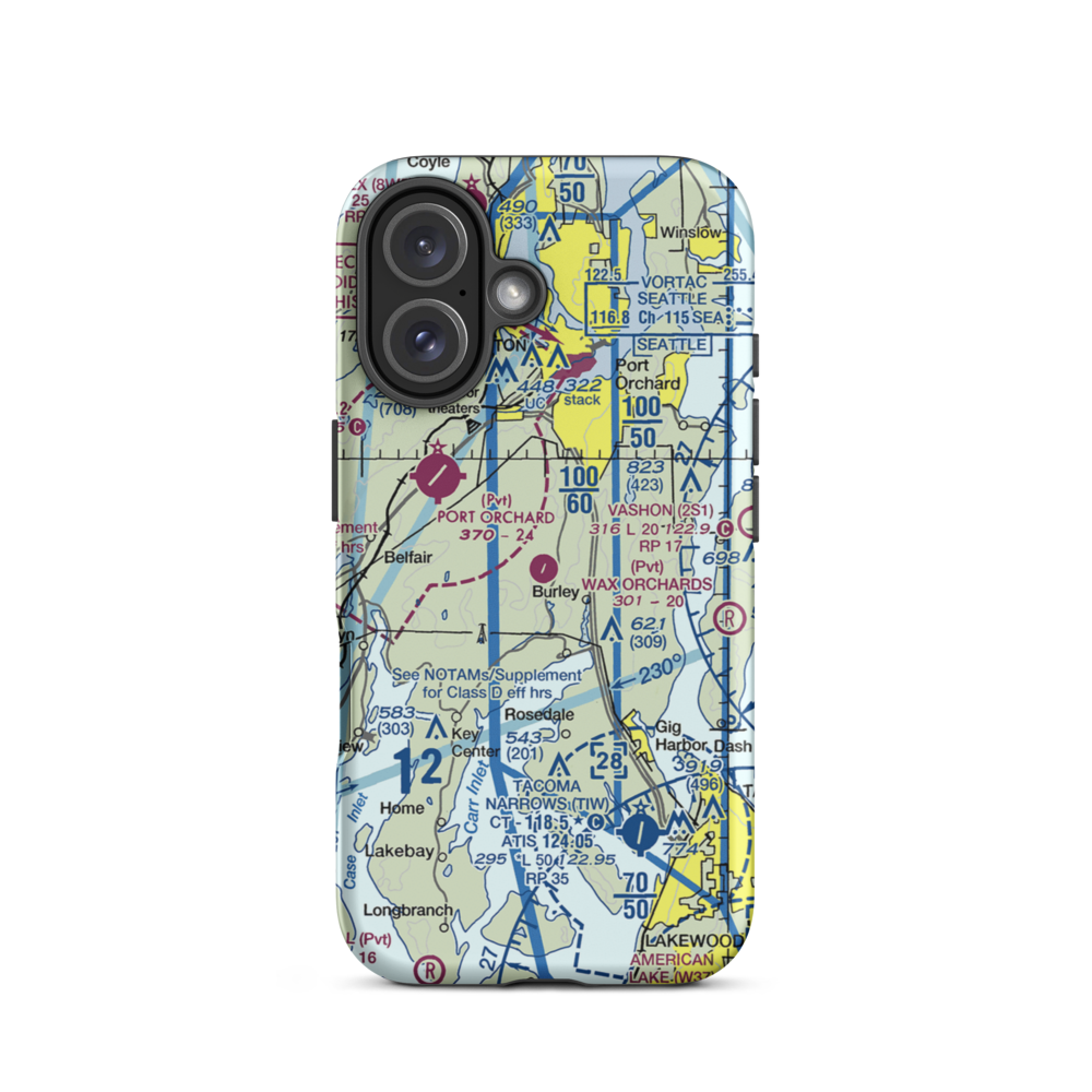 Port Orchard Airport (4WA9) VFR Sectional  Tough iPhone Case iPhone 16 model shown
