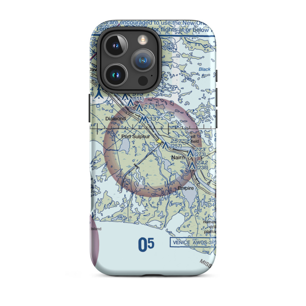 Port Sulphur Seaplane Base (4LA0) VFR Sectional  Tough iPhone Case iPhone 16 Pro Max model shown