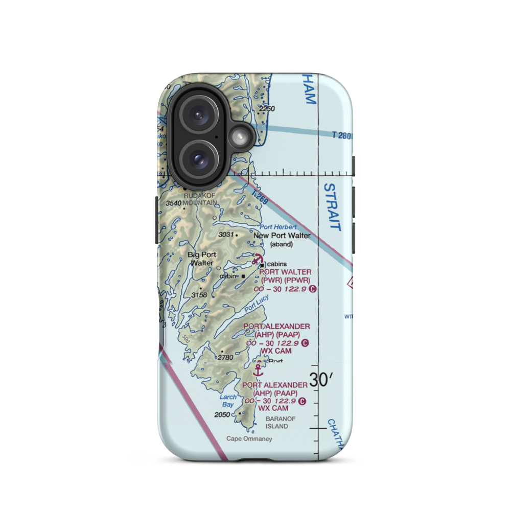 Port Walter Seaplane Base (PWR) VFR Sectional  Tough iPhone Case iPhone 16 model shown